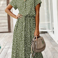 WW Casual Kleid | Gepunktetes kurzärmeliges Sommerkleid
