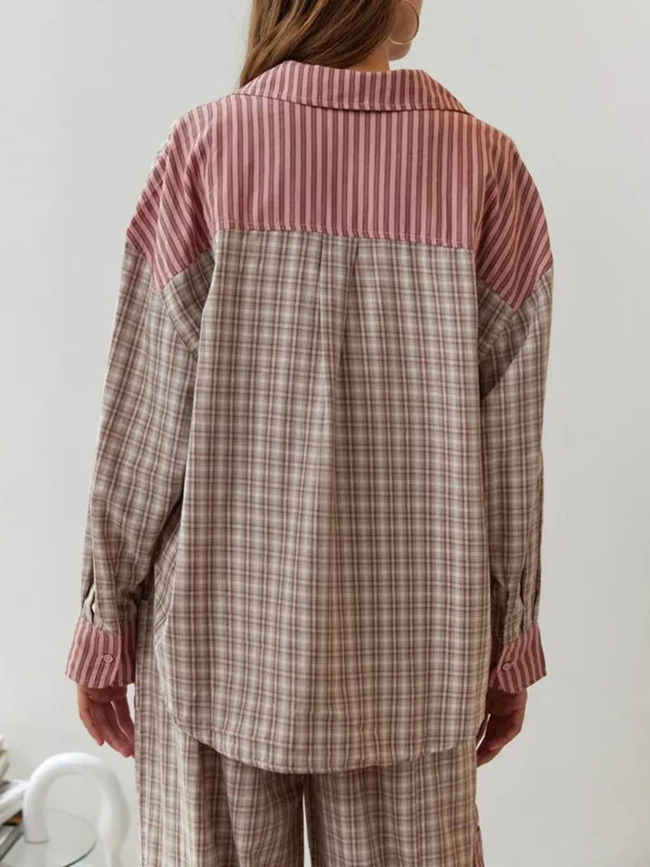Damen Pyjama-Set aus weichem, atmungsaktivem Material mit lockerer Passform