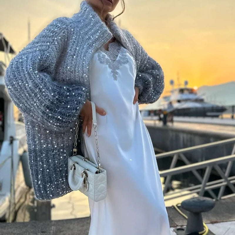 WW | Strickjacke mit Glitzerpailletten