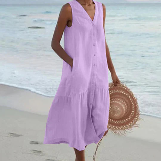 WW | Sanftes Pink Leinenkleid