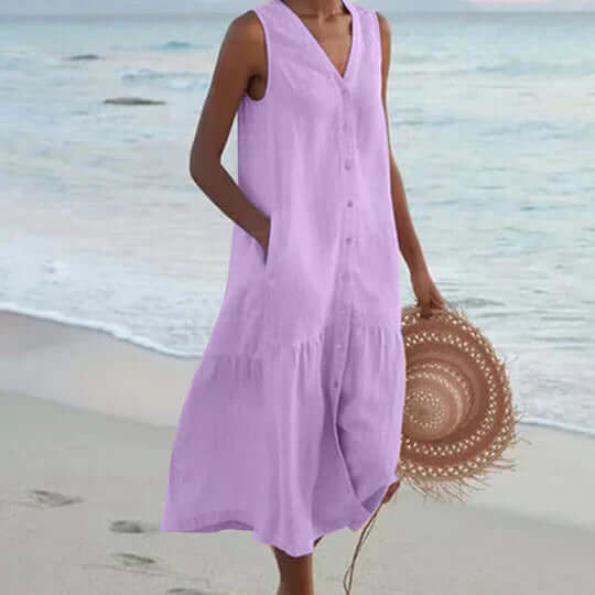 WW | Weiches Pink Leinen-Ähnliches Kleid
