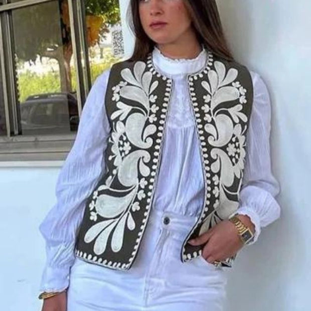 WW | Ärmellose Weste mit Blumenstickerei