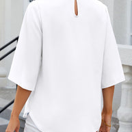 WW | Elegante einfarbige Bluse mit halben Ärmeln