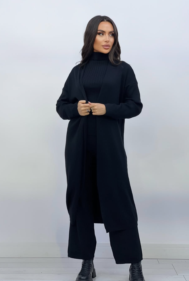 WW | Damen Luxus 3 Teiliges Strick Co Ord Satz Weich & Dehnbar