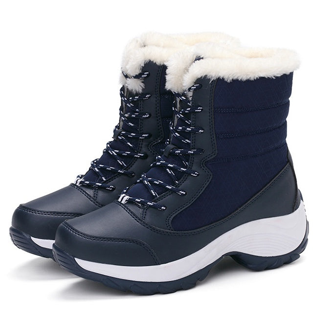 W&W Mode | wasserdichte Winterstiefel mit Plüschfutter, Schnürverschluss und stabiler Sohle