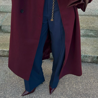 WW | Eleganter Burgunderfarbener Langer Mantel