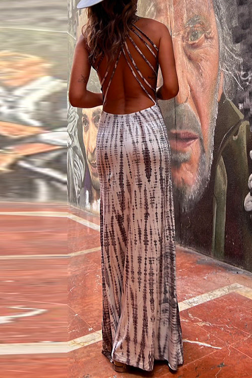 WW | Rosiedress Criss Cross Offene Rücken Bindung Färbung Maxi Kleid