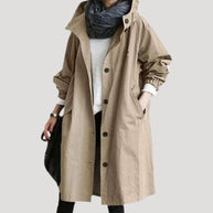 WW | Damen Trenchcoat lang leicht mit Kapuze Jacke