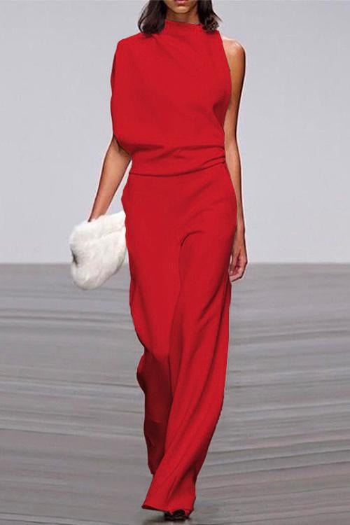 WW | Rosiedress Ein Schulter Taille Weitbeiniges Jumpsuit