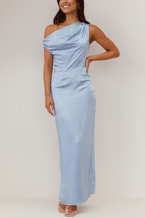 W&W Mode | Rosiedress Asymmetrischer Schulter Rücken Ausschnitt Tailliertes Maxikleid