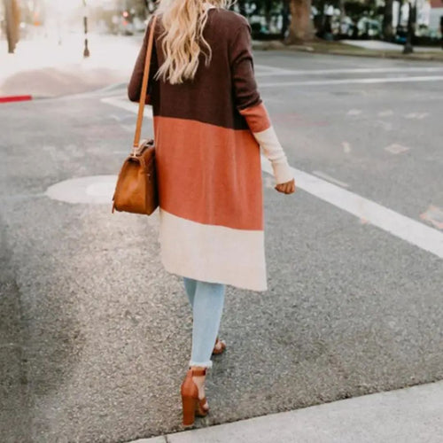 WW | Strickjacke mit Farbblock und offener Front