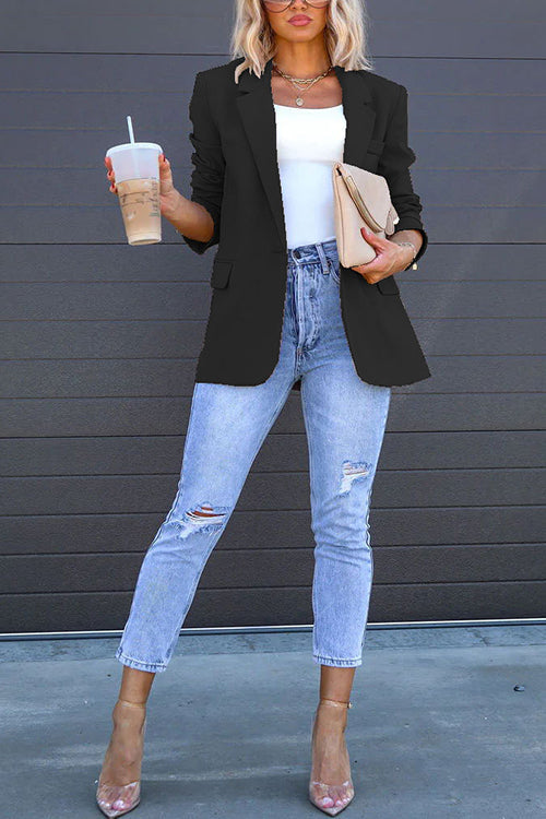 Damen-Blazer mit einem Knopf, Rückenschlitz und Taschen