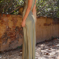 WW | Ein Schulter Satin Maxikleid Mit Schlitz Für Damen