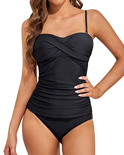 W&W Mode | Twist Front Bandeau Tankini Mit Push up Cups Für Frauen