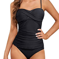WW | Twist Front Bandeau Tankini Mit Push up Cups Für Frauen