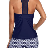 WW | U-Neck Tankini Satz Mit Mesh Racerback Und Boyleg Shorts Für Frauen