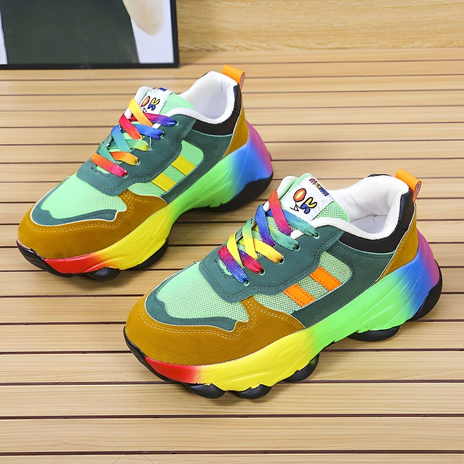 WW - bunte klobige Turnschuhe für Damen | Multicolor Design Sneaker Damen