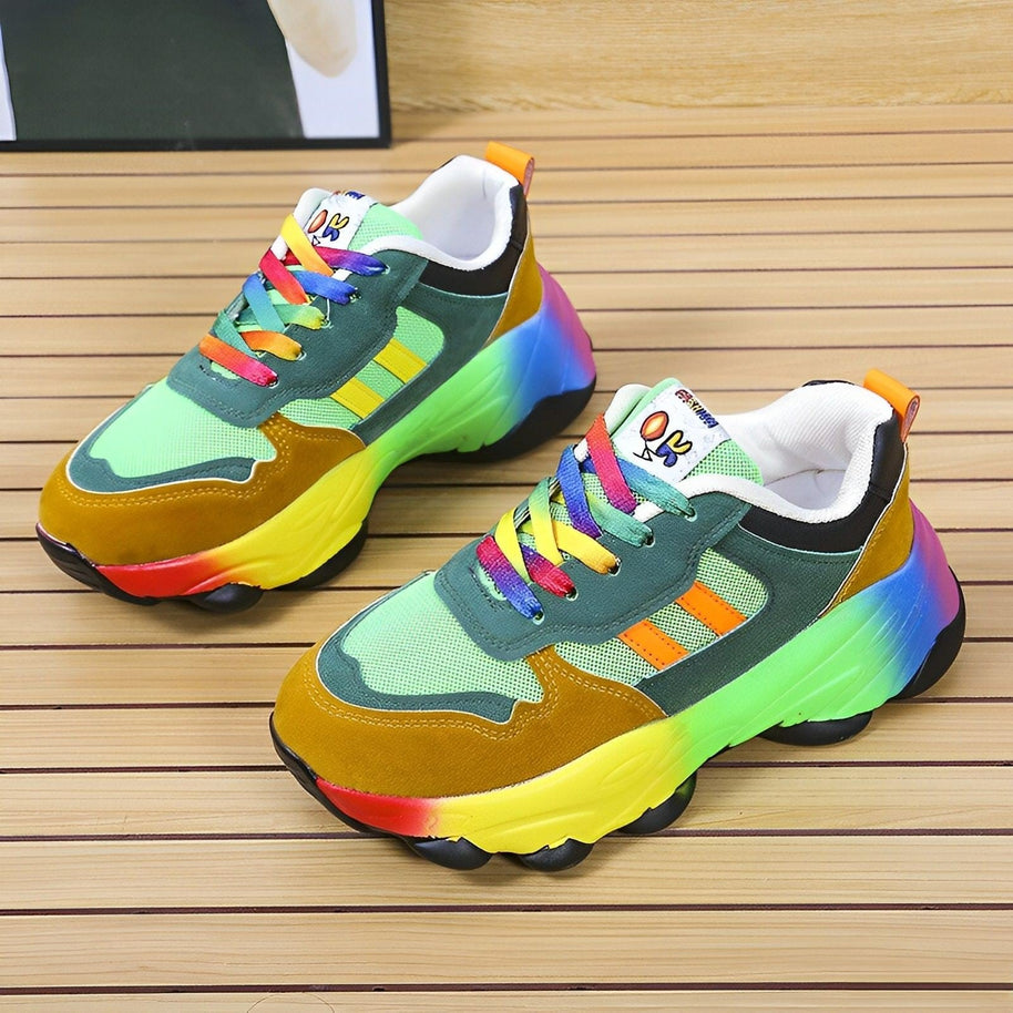 WW - bunte klobige Turnschuhe für Damen | Multicolor Design Sneaker Damen