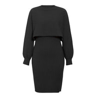 WW | teilige gestrickte Set - elegantes gestricktes ärmelloses Kleid mit Pullover für Herbst und Winter
