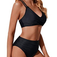 WW | Twist Front Hohe Taille Bikini Satz Zweiteilige Badeanzüge Push up Wickel Badeanzüge