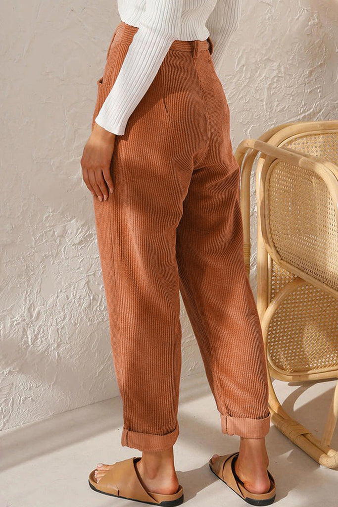 WW | Damen Corduroy Lockere Gerade Hose