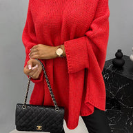 Rot Strickpulli mit Rundhalsausschnitt