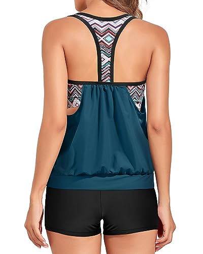 WW | Blouson Tummy Control Tankini Top & Boyshorts Zweiteiliges Satz