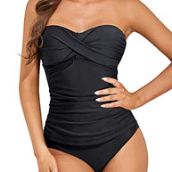 WW | Twist Front Bandeau Tankini Mit Push up Cups Für Frauen