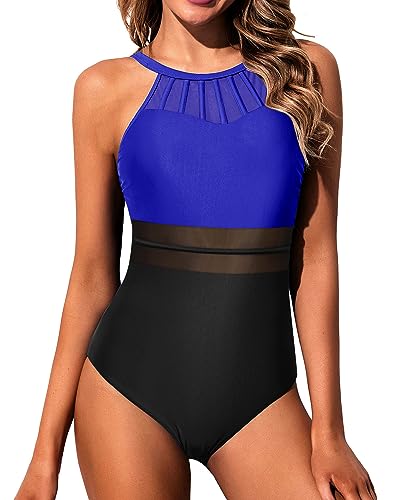 WW | Hochgeschlossenes Mesh Cutout Einteiler Badeanzug