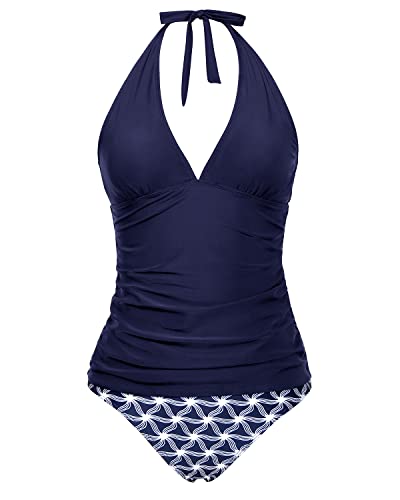 WW | Damen Sexy V-Ausschnitt Halter Tankini Oberteil Mit Bikini Unterteil