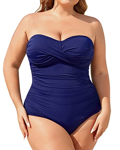 WW | Plus Size Bauchkontrolle Trägerloser Einteiler Badeanzug
