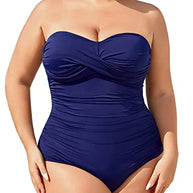 WW | Plus Size Bauchkontrolle Trägerloser Einteiler Badeanzug