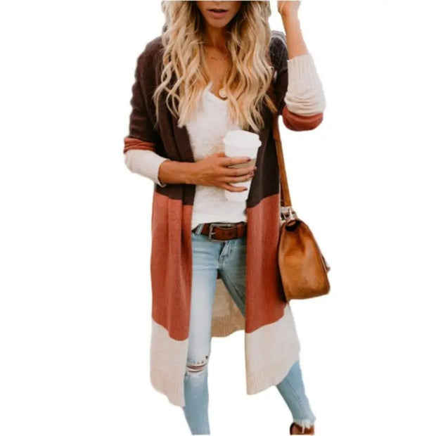 WW | Strickjacke mit Farbblock und offener Front