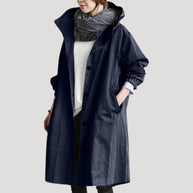 WW | Damen Trenchcoat lang leicht mit Kapuze Jacke