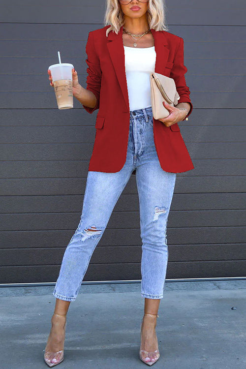 Damen-Blazer mit einem Knopf, Rückenschlitz und Taschen
