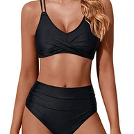WW | Twist Front Hohe Taille Bikini Satz Zweiteilige Badeanzüge Push up Wickel Badeanzüge