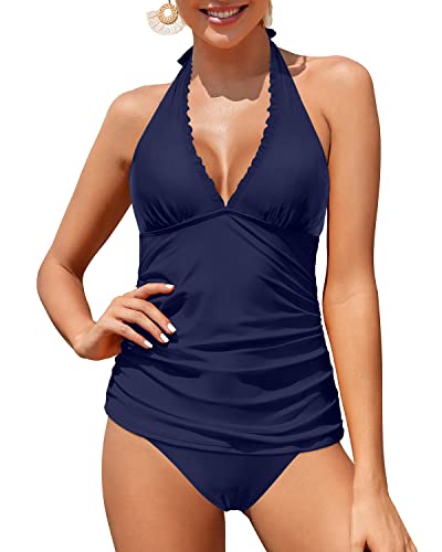 WW | Verstellbare Träger Zwei Teile Badeanzüge V-Ausschnitt Tankini Badeanzüge