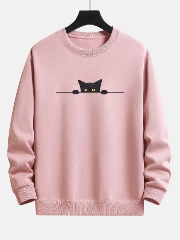 W&W Mode | Relax Fit Sweatshirt Mit Schwarzem Katzenprint