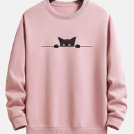 WW | Relax Fit Sweatshirt Mit Schwarzem Katzenprint