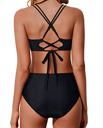 WW | Twist Front Hohe Taille Bikini Satz Zweiteilige Badeanzüge Push up Wickel Badeanzüge