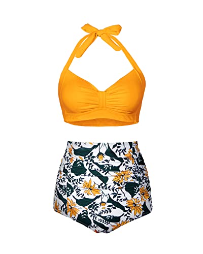 W&W Mode | Rüschentwist 50er Jahre Stil Retro Bademode Hohe Taille Bikini Satz Für Frauen
