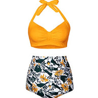 WW | Rüschentwist 50er Jahre Stil Retro Bademode Hohe Taille Bikini Satz Für Frauen