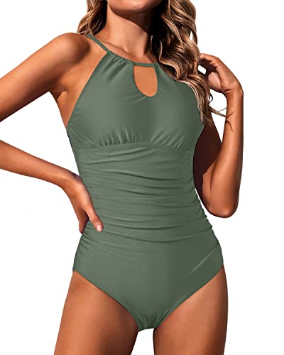 W&W Mode | Halter Damen Einteiler Badeanzug Bauchkontrolle Hoher Hals Schwimmbekleidung