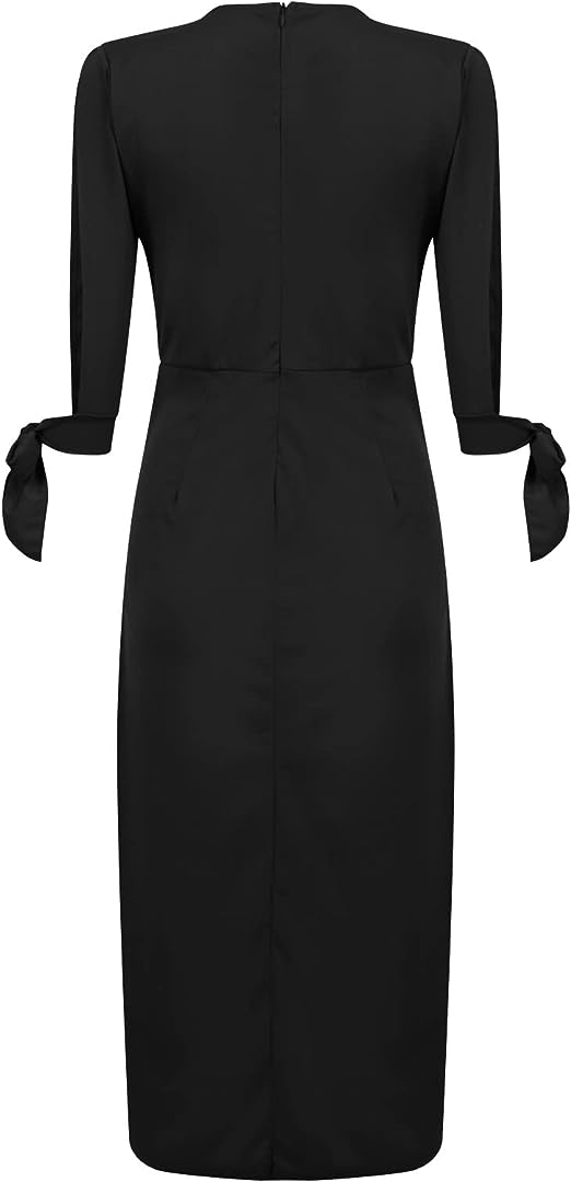 W&W Mode Midi-Kleid | Frühlings-Blumendruck mit Aussparungen und langen Ärmeln für Damen