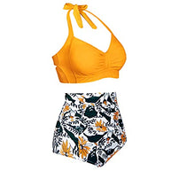 WW | Rüschentwist 50er Jahre Stil Retro Bademode Hohe Taille Bikini Satz Für Frauen