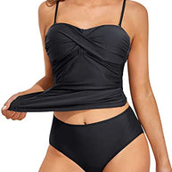 WW | Twist Front Bandeau Tankini Mit Push up Cups Für Frauen