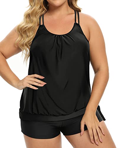 WW | Frauen Plus Size Zweiteiliger Tankini Badeanzug Mit Kreuzrücken Badeanzüge