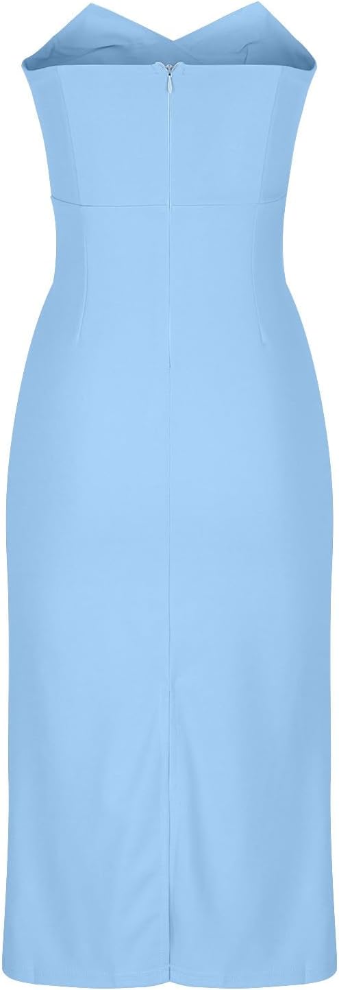 Magner™ – Trägerloses Midi Partykleid mit Rückenschlitz, Elegantes Cocktailkleid für Abend & Events
