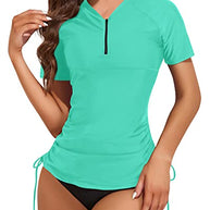 WW | Sonnengeschützter Kurzarm Rash Guard Badeanzug Für Damen