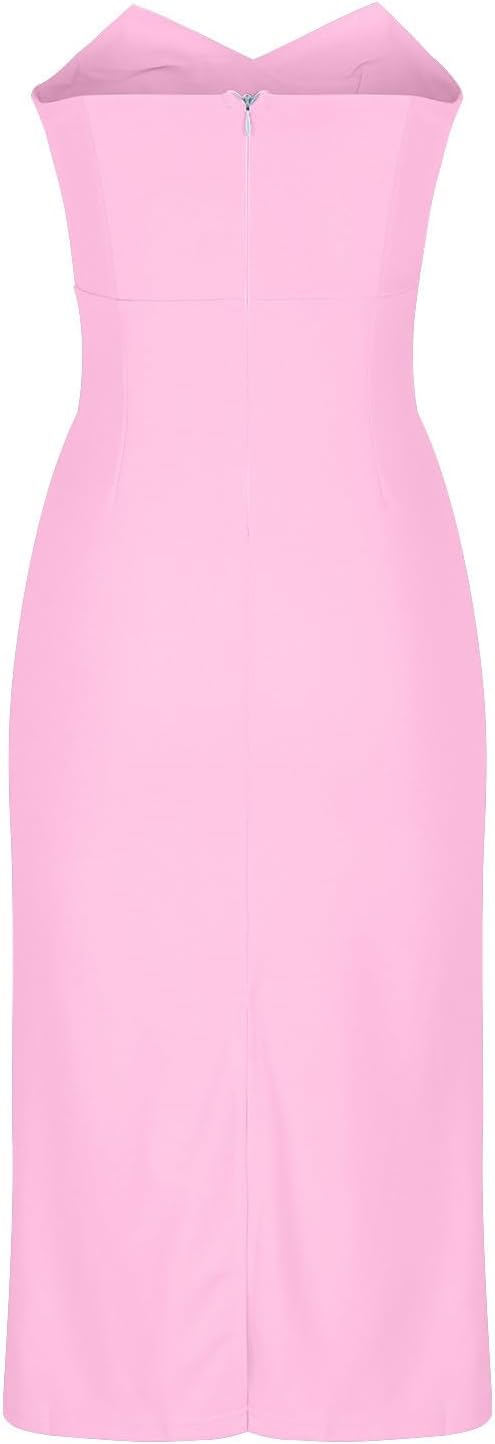 Magner™ – Trägerloses Midi Partykleid mit Rückenschlitz, Elegantes Cocktailkleid für Abend & Events